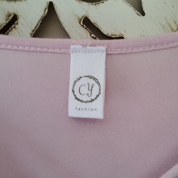 Cy Fashion Women's Deep V-Neck Surplice Criss Cross Top in Baby Pink Blush - Picture 7 of 11